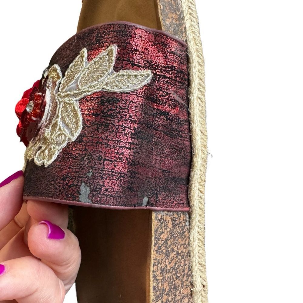 Nature Breeze Flower Espadrille Slide Sandals in Red Size 10 Summer - Picture 8 of 11